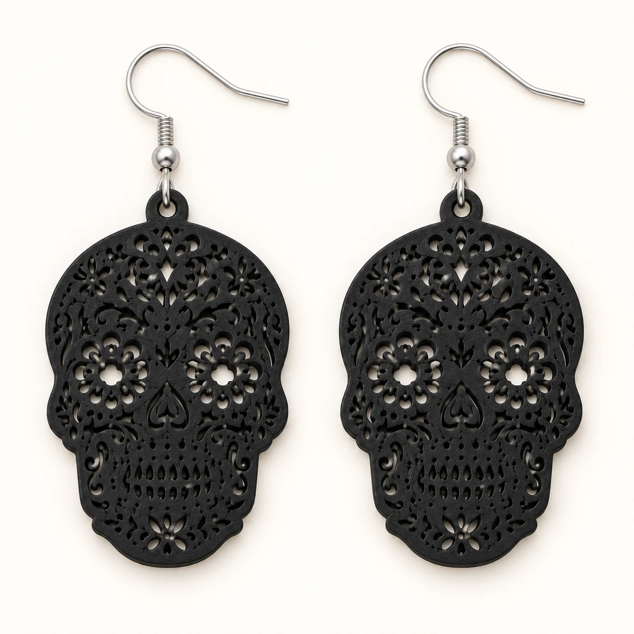 Aretes Calavera Ornamental Caladita Negra - Xprésalo