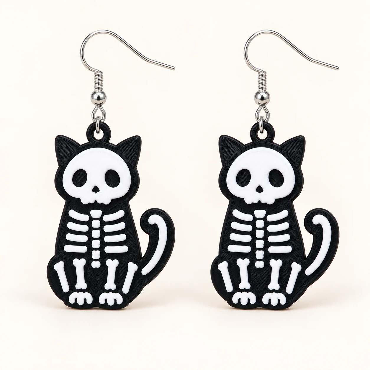 Aretes Gato Esqueleto Bicolor - Xprésalo